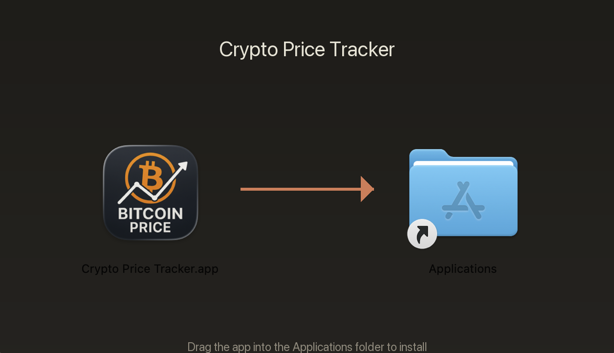 Install window: drag Crypto Price Tracker into the Applications folder