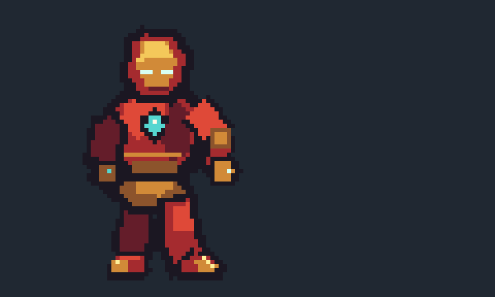 Iron Man fan-art repulsor animation in tall tactical pixel style